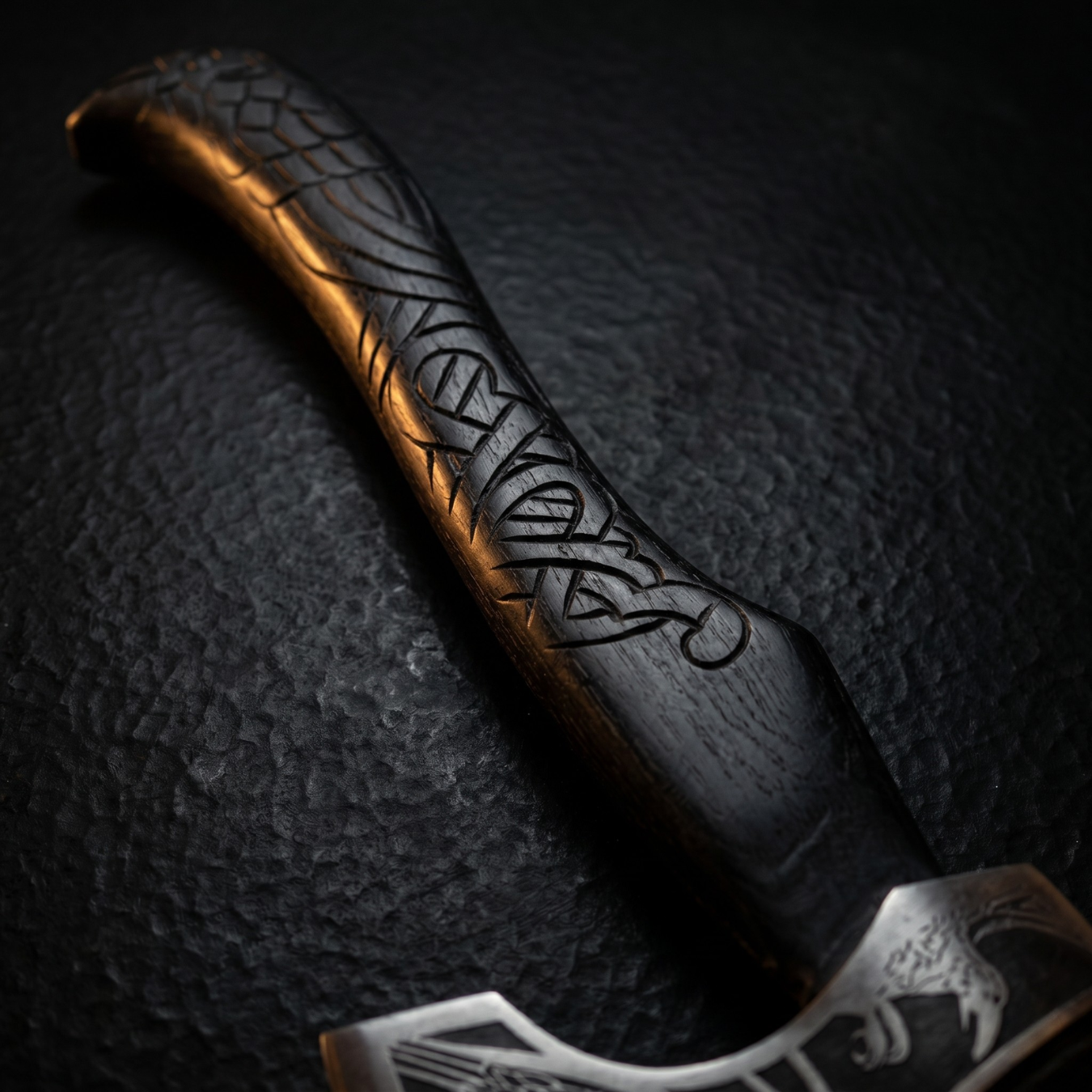 Straight-grain American hickory handle on hand forged bearded axe full