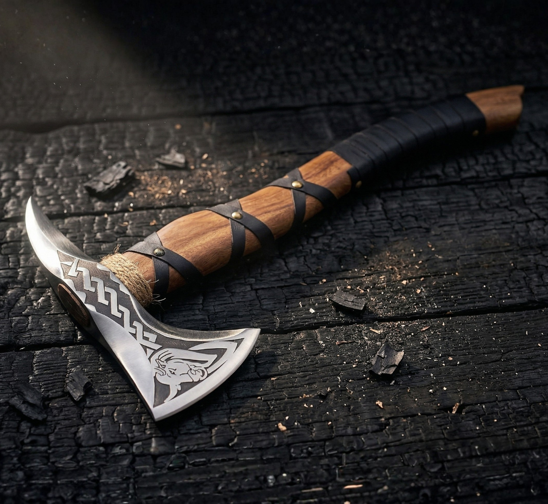 Hand forged carbon steel tomahawk with hickory handle, USA shipped